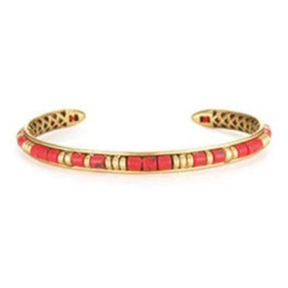 Stella & Dot | Dainty Gold Bracelet Exotic Vintage Gold + Coral Red Bliss - Picture 4 of 4